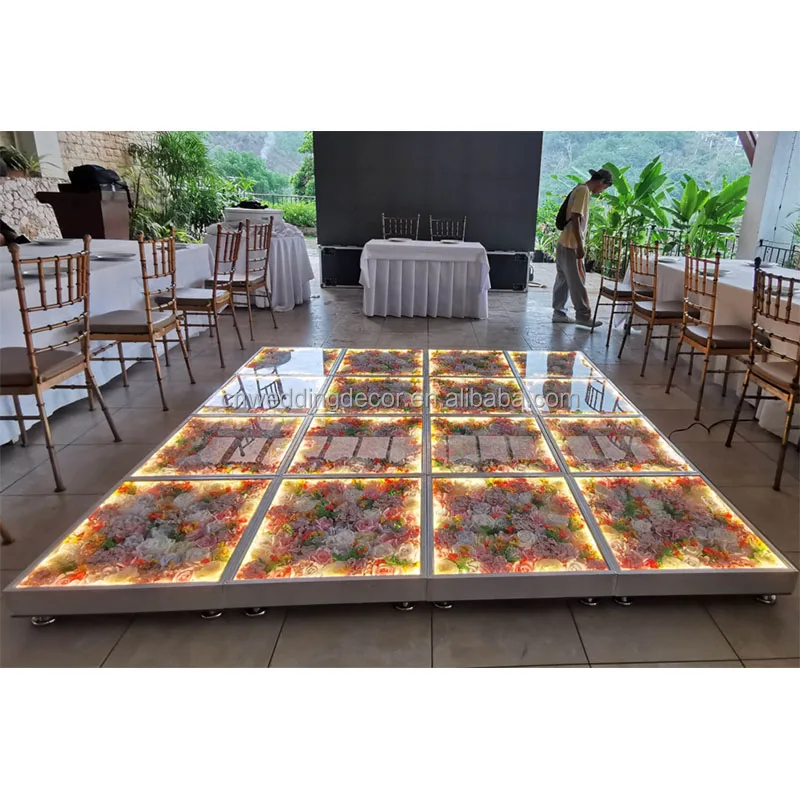 Гладкий лидер продаж высококачественный акриловый прозрачный стеклянный Свадебный сценический танцпол светодиодный светильник для свадебного украшения