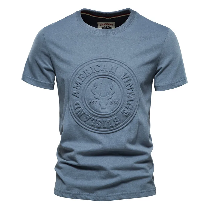 Loose fit  Wholesale OEM Custom Fashion Embossed Tee shirt 100% Cotton Embossed T Shirt
