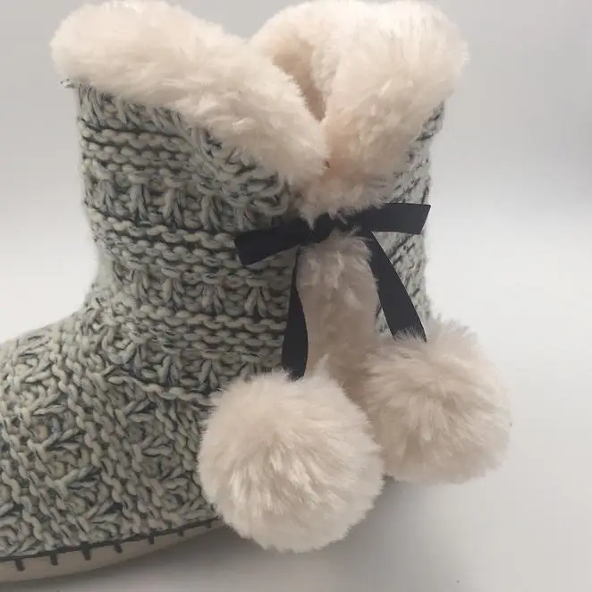 Warm Cheap Women Winter Boots Wholesale Fashion Latest Design Knitted Winter Shoes for Women Polar Fleece HCG Midi Indoor
