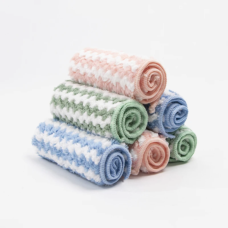 Manywell Customized Coral Fleece Cationic Cleaning Cloth Kitchen Thickened Dishwashing Cloth Household Microfiber Towel