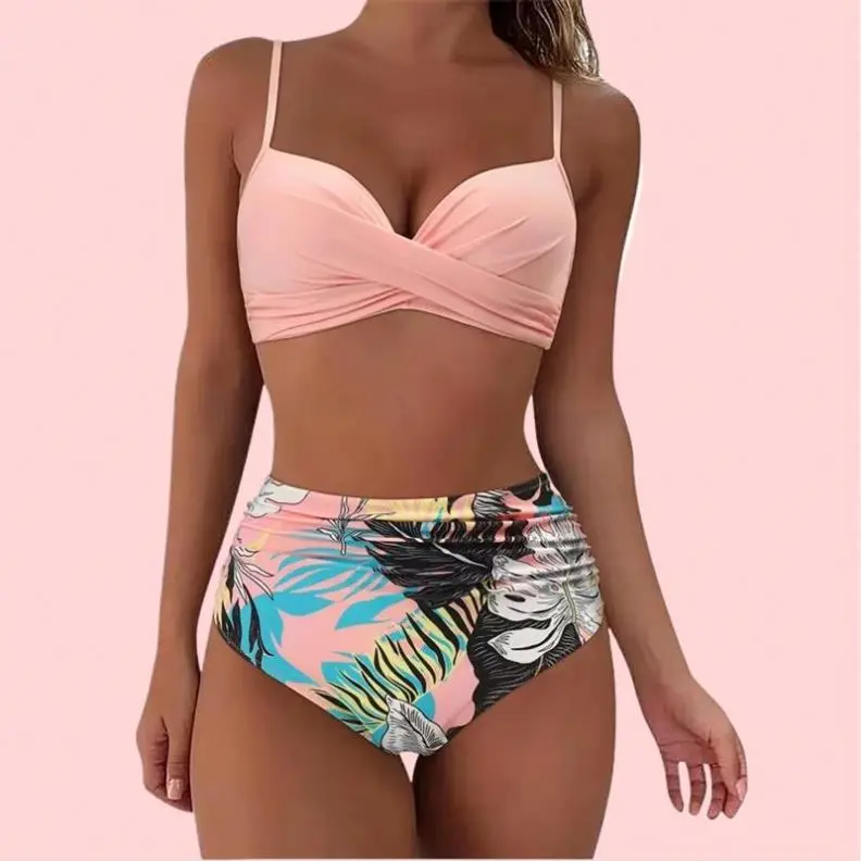 Fashion Girls Sexy Thong Bikini & Button Closure Bathing Suits with Fruit Pattern For Beach Swimwear Swim & Storage
