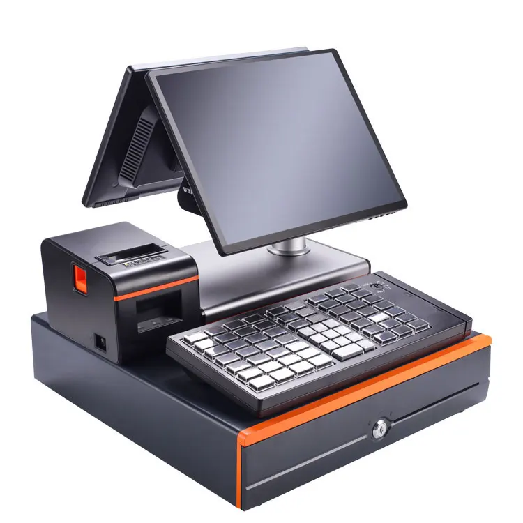 Restaurant use dual screen pos system electronic cash register machine