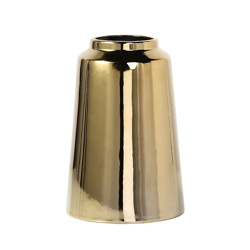 Light luxury creative ceramic decorative vase golden simple living room flower arrangement vase wholesale ins home art ornaments