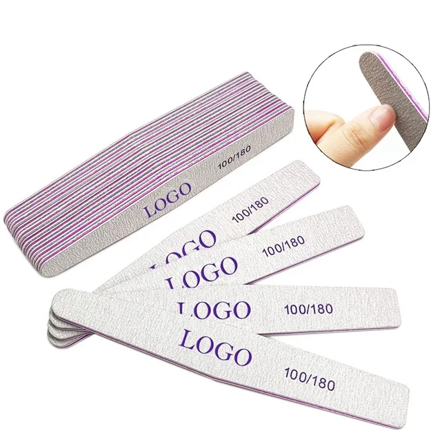 Частная этикетка Zebra моющиеся 100/180/240 Грит Алмазная форма наждачная бумага Пластиковые пилочки для ногтей