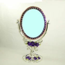 Elegant Colored Silver Shiny Metal Cosmetic Mirror