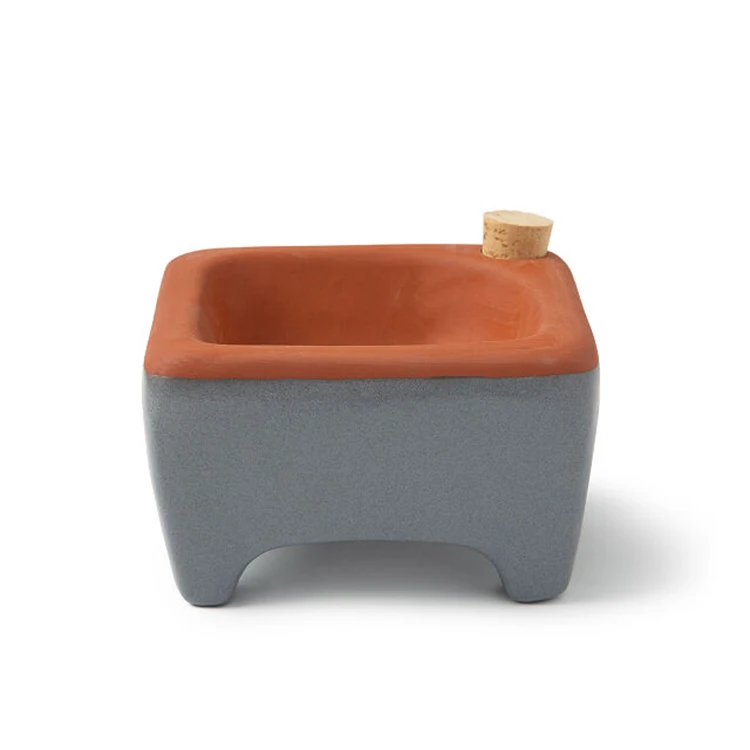 Ceramic Small  Desktop Decorative Terracotta Self Watering Flower Pot for Bonsai, Microgreen Planter