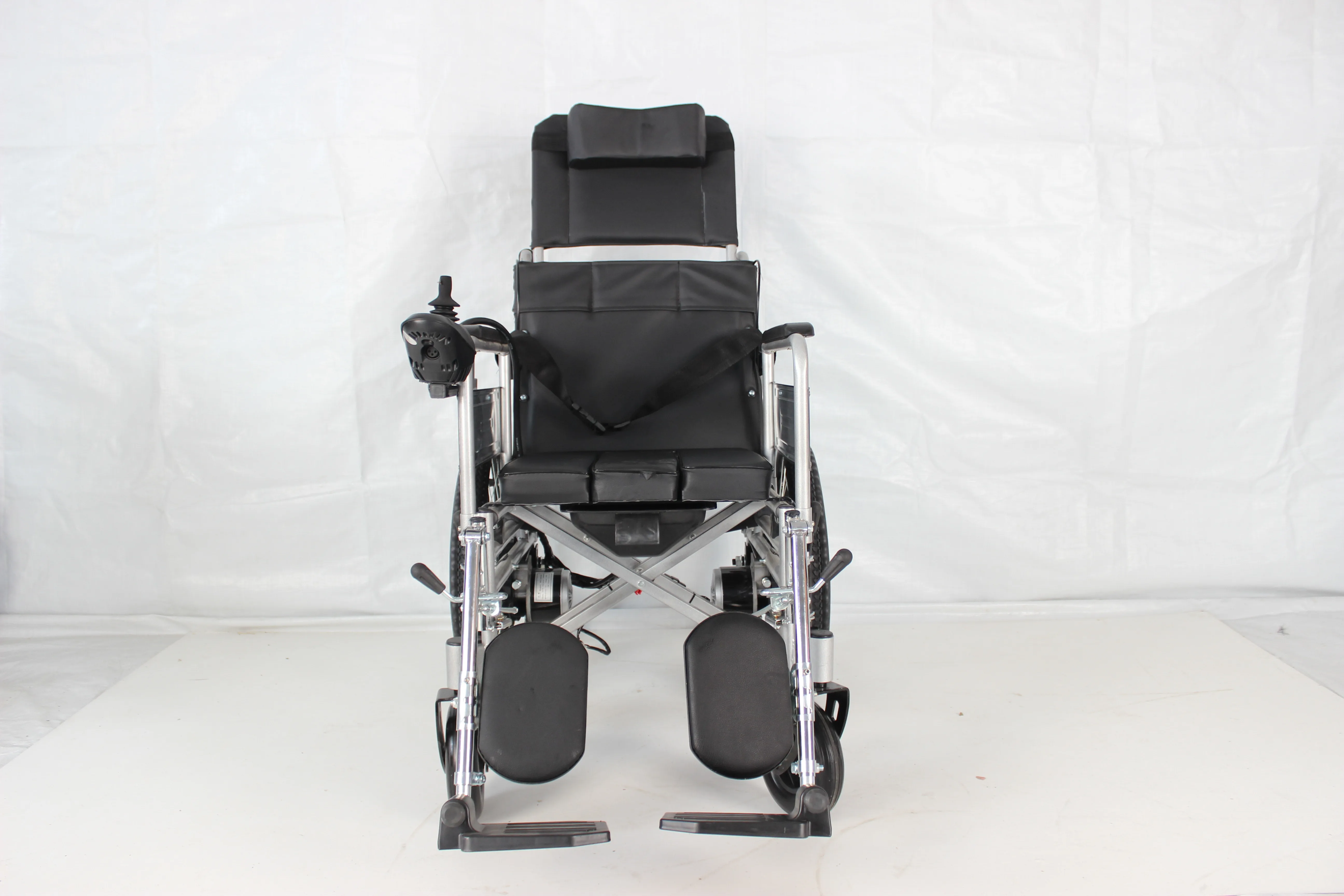 electric wheelchair high backrest moved both electrically  manually dual motor drive electronic brake system folding wheelchair