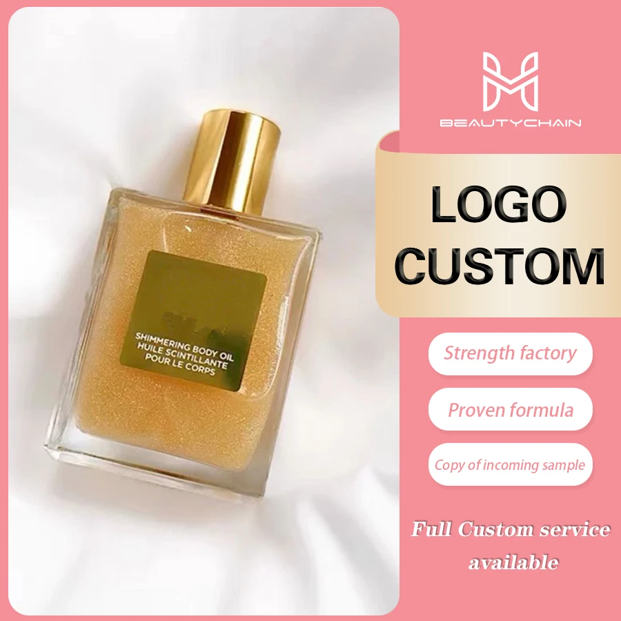 MLM Custom Makeup Fragrance Custom luxurious moisturizing body oil Bronze Body Oil Organic Mineral Shimmer Face Body Tanning Oil