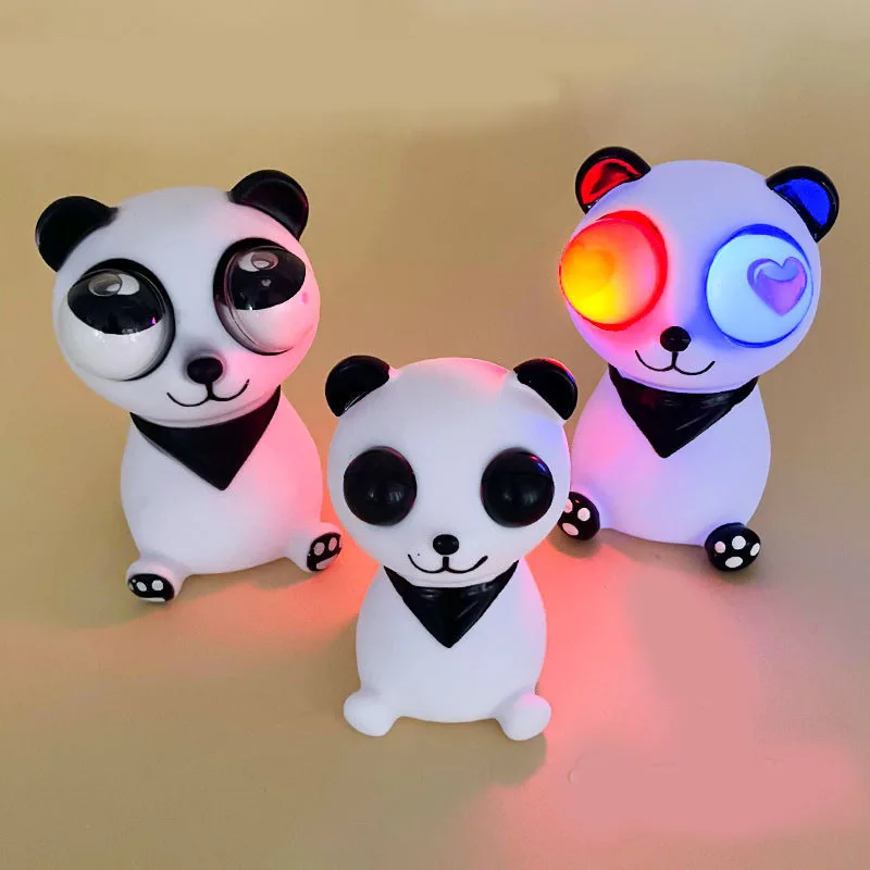 Novelty Gag Toys Stress Relief Practical Joke Fun Squeeze Cartoon Panda Eye Popping Out Squeeze Stress Toy