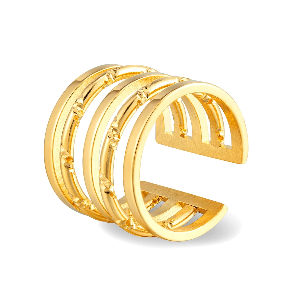 Vintage Double Circle Ladies Ring Stainless Steel Gold Cutout Geometric Open Couple Rings Ladies Gothic Jewelry Gifts