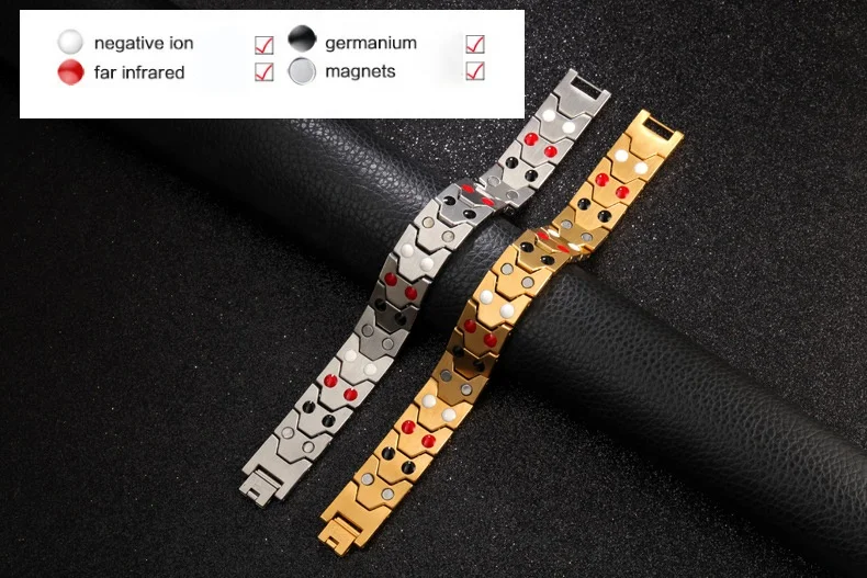 
Wholesale Mens Titanium steel Magnetic Energy Negative Ion Far Infrared Bracelet Health Medical 