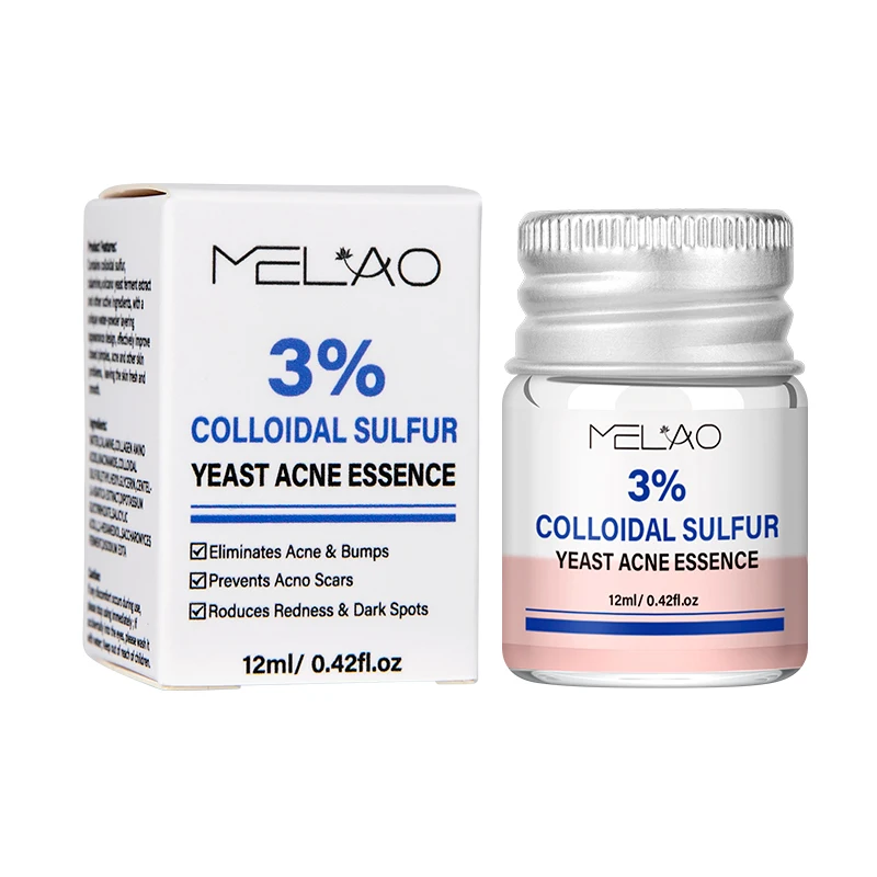 MELAO Colloidal Sulfur Yeast Acne Essence Serum OEM 12ml Niamcinamide Balancing Facial Serum For Acne Wholesale Serum
