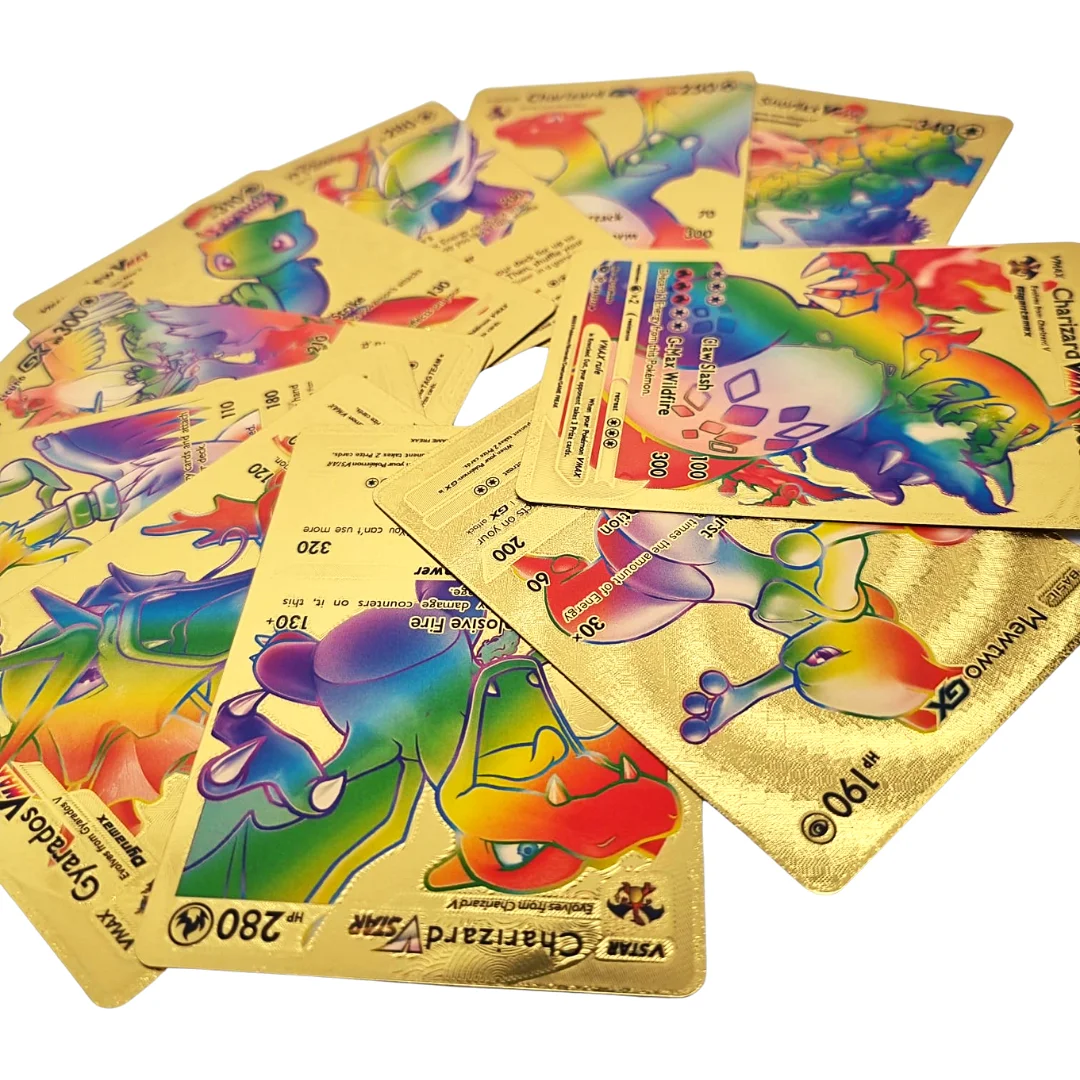Gold Poke mon Cards New Edition Pokemon Vstar Vmax GX EX DX RARE Cards