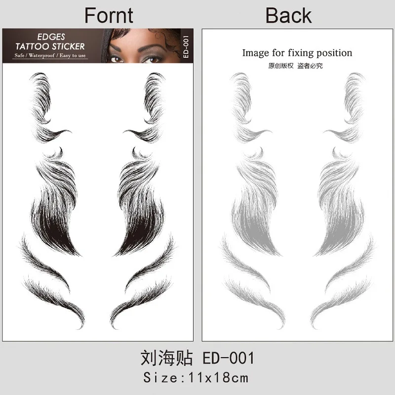 bang cross-border online celebrity hairline Tattoo paste Tattoo with bangs