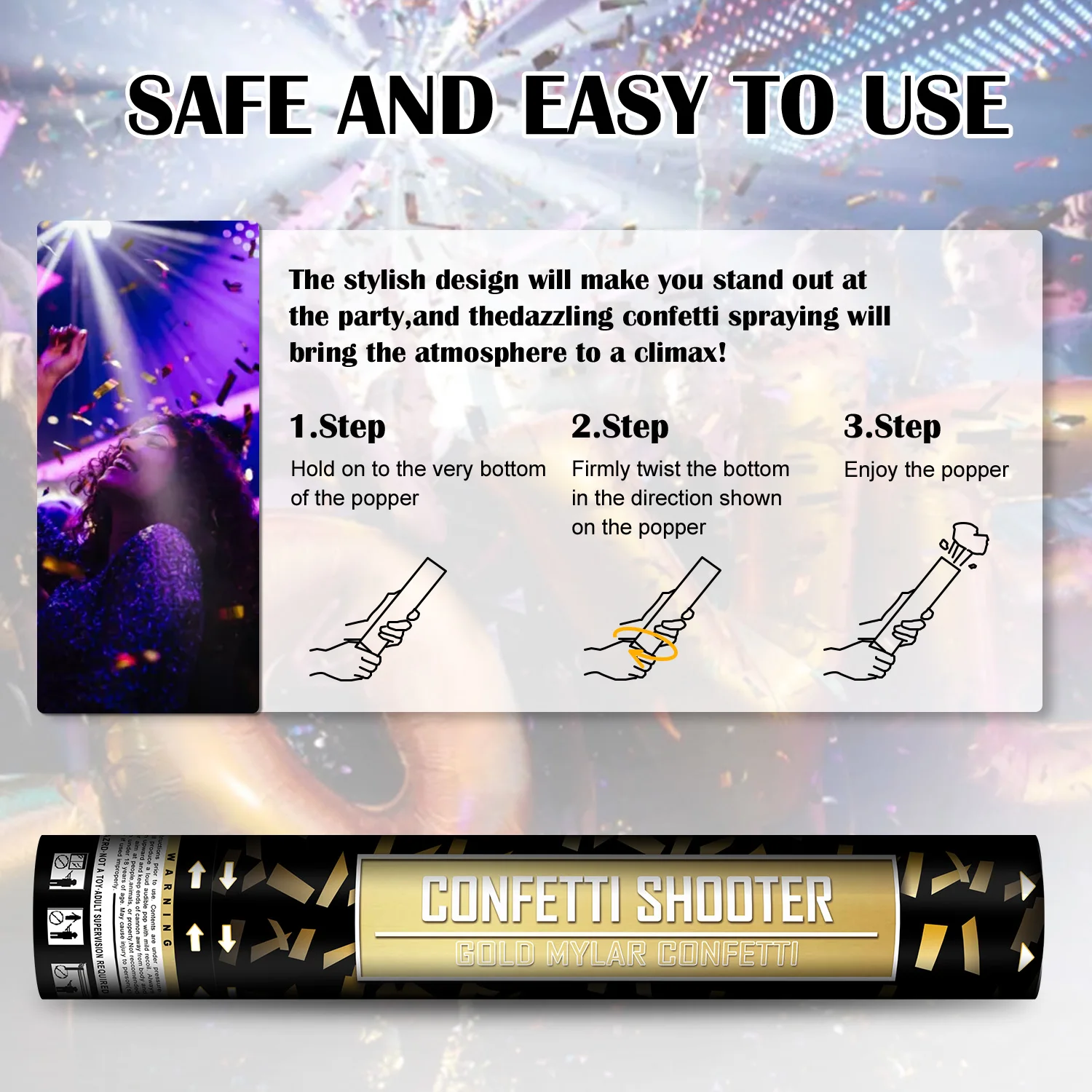 YESHOW New Design Wholesale Decorated Party Wedding Confetti Popper Gold Cannon Sets With MSDS