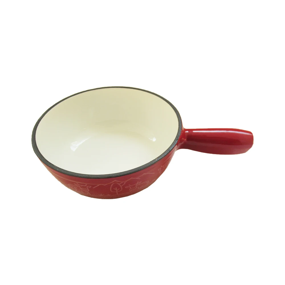 Color Enameled Cast Iron Cheese Chocolate Fondue Pot Swiss Traditional Cast Iron Fondue Party Set