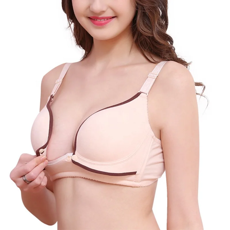 
4055 Women Breastfeeding Double Front Closure Wirefree Cotton Nursing Maternity Pregnant Bra 