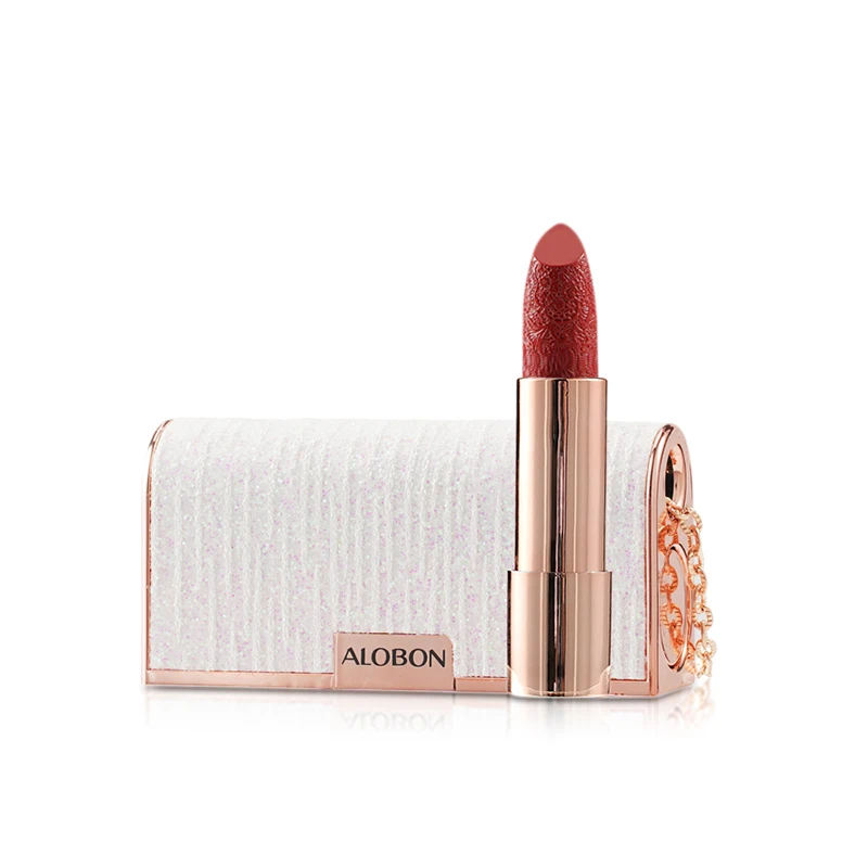 Alobon Diamonds Moisturizing Carved Surface Chain Bag Style Lipstick Waterproof Long Lasting Non-stick Cup Matte Velvet Lipstick