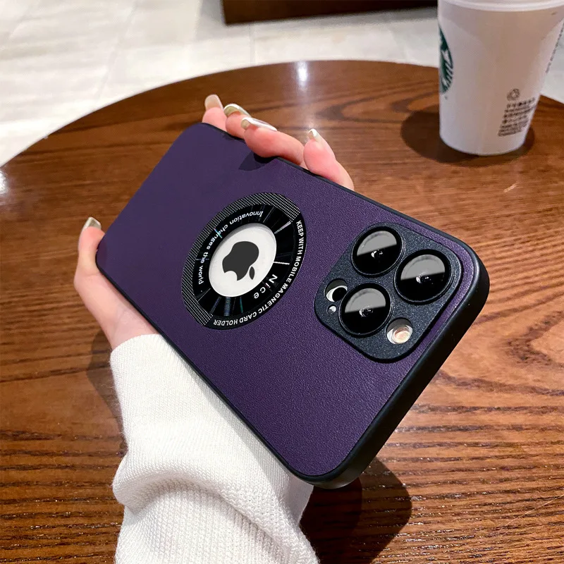 new magnetic leakage standard wholesale lychee leather  lens film full cover phone case fit for iphone  11 12 13 14 15promax
