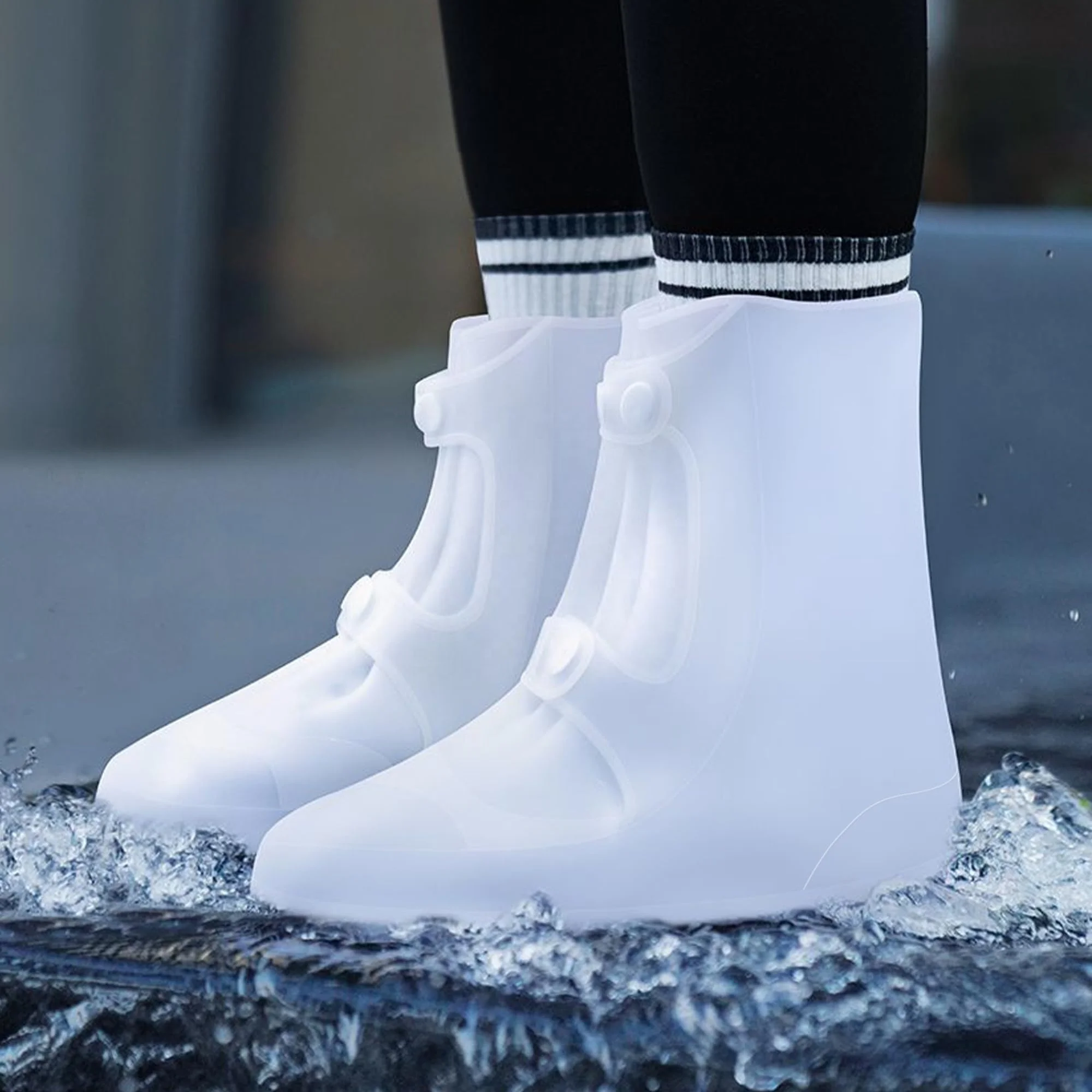Waterproof Rain Shoe Covers Rubber Shoe Boot Covers Not-Slip Reusable Rain Shoe Protectors Galoshes Overshoes for Man and Women