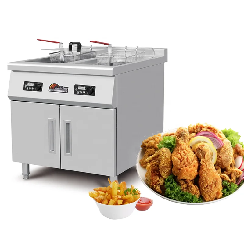 Коммерческая куриная фритюрница 2 * 20L 5 кВт Индукционная Freidora Electrica Friteuse электрические фритюрницы для