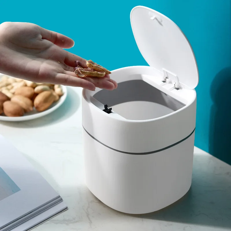 Home kitchen desk paper basket covered miscellaneous storage bin Nordic mini desktop trash bin