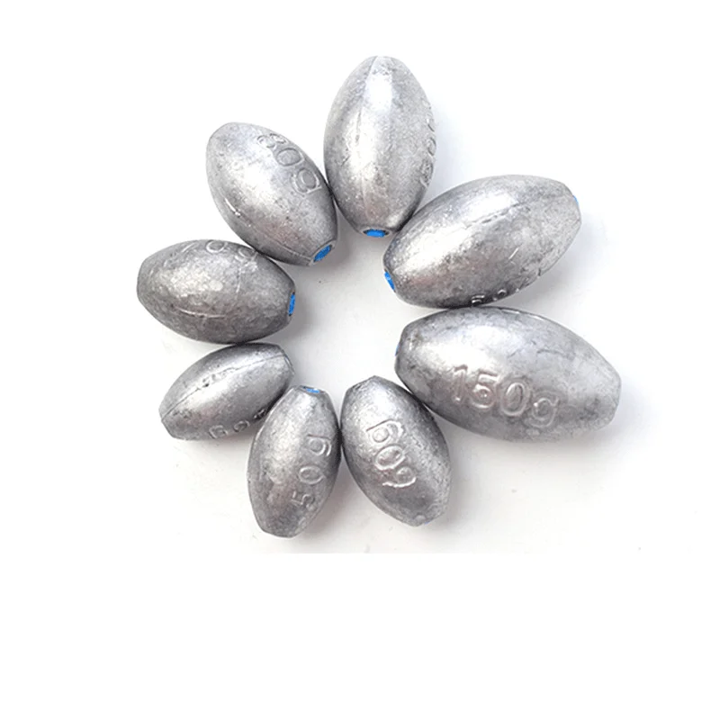 Wholesale fishing sinker lead custom artificial fishing bait olive shaped fishing egg sinker weight accessories