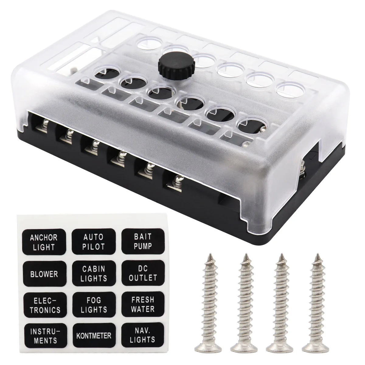 KETO Waterproof 12 Way Electronic 88 Series Mini Circuit Breaker Block Distribution Box with negative bar