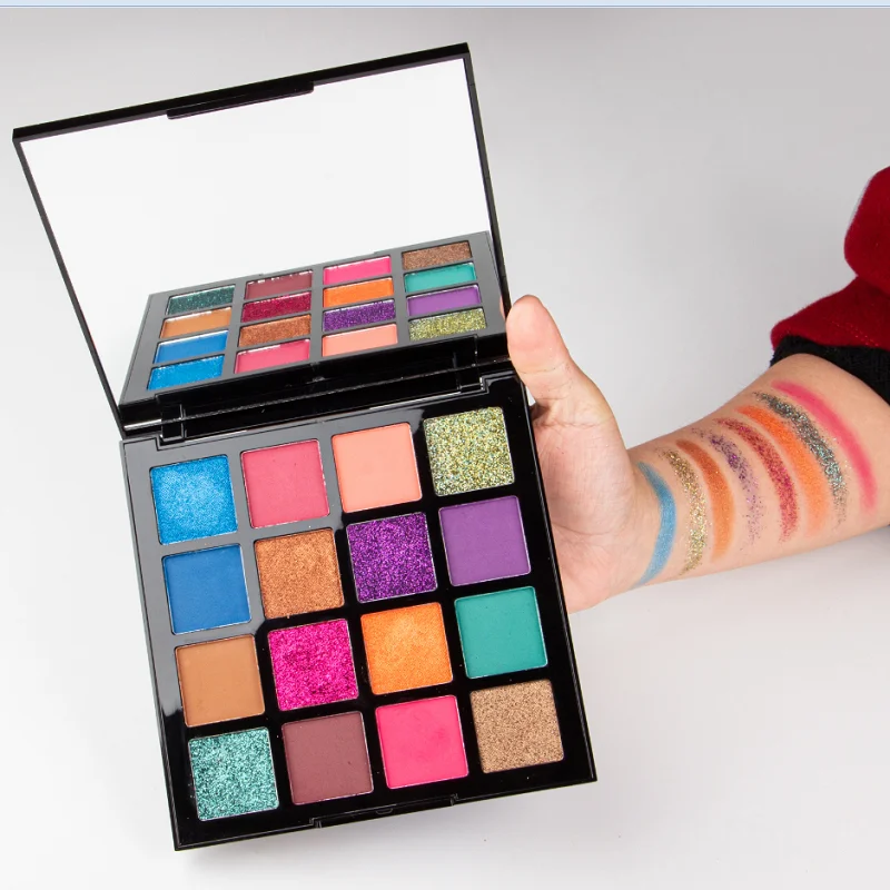 Low MOQ 16 Colors Matte Shimmer Eyeshadow Vegan Halal Eye Makeup Cosmetic Eye Shadow Palette