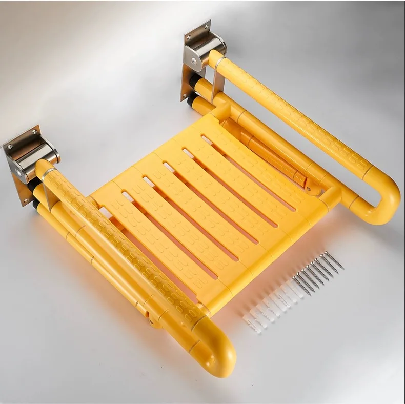 High Quality Factory Nursing Home Bathroom Shower Wall mounted bathroom Stool With Support leg foldable Shower Chair