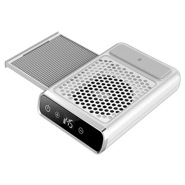 Rechargeable nail dust cleaner high power  dust absorption fan LED touch screen cleaner machine.
