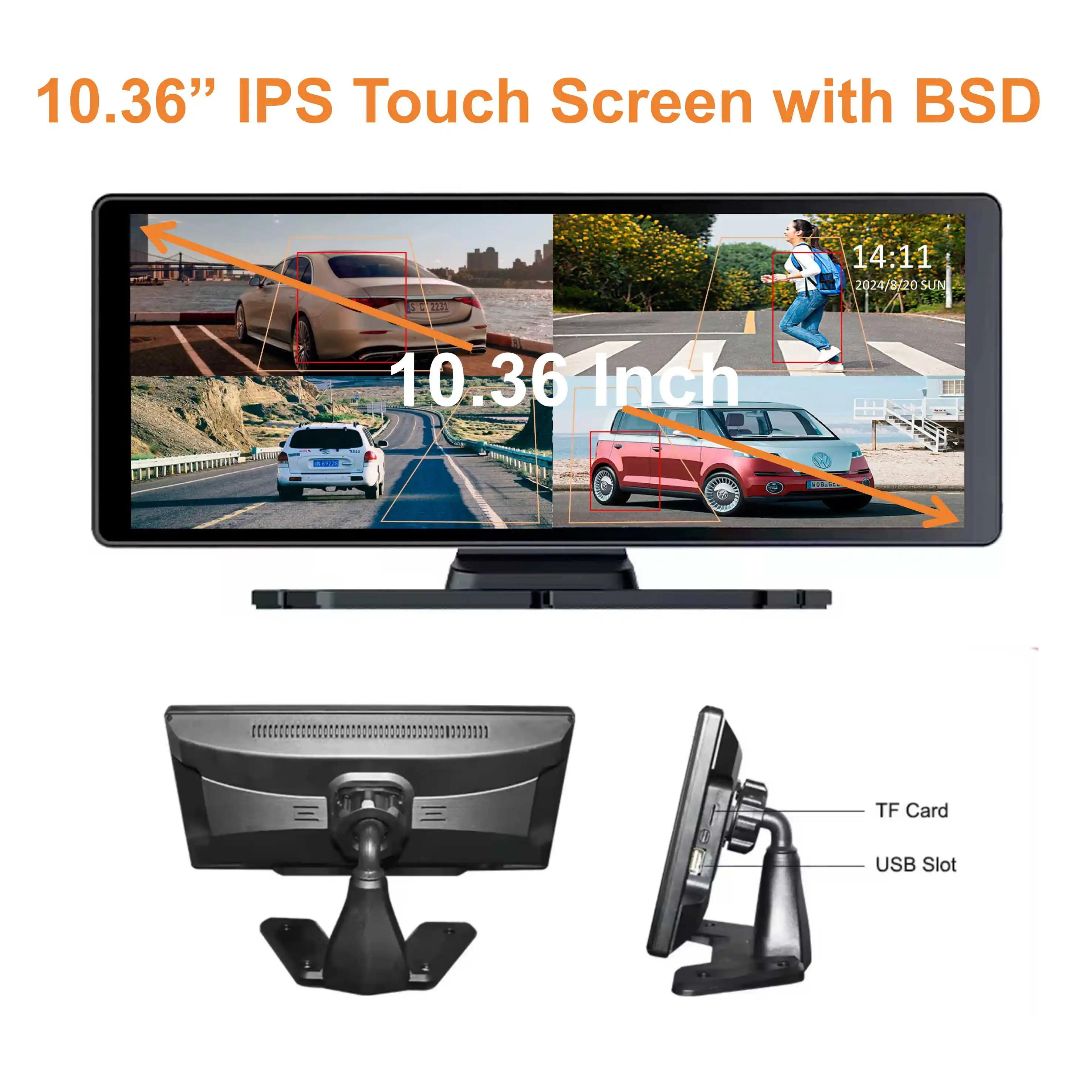 10 36 дюйма сенсорного экрана BSD Monitor 4CH 1080P Камера беспроводной CarPlay Android Auto Car Van Truck
