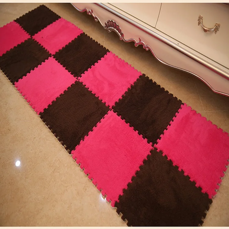 Factory sale plush splicing floor mat eva foam square custom carpet villus washable baby crawling carpet tiles