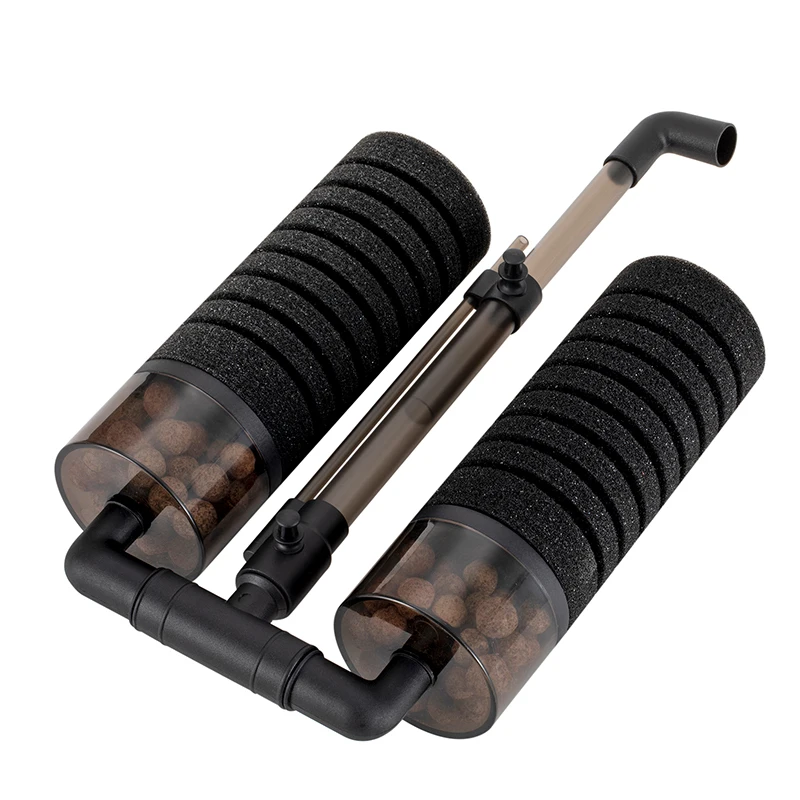 Hygger Aquarium Keep Water Clean Dual Sponge Filter Bio Ceramic Media Balls Quiet Submersible Foam Filter