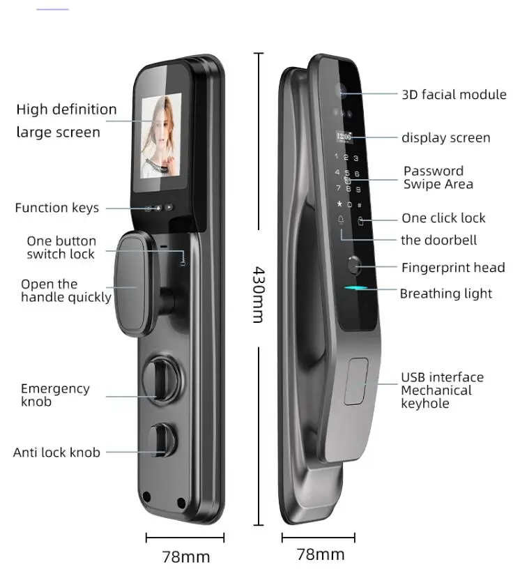 TYSH Smart Door Lock Fingerprint Digital Wifi Lock Smart Lock With Camera Monitor Send Photo To Phone