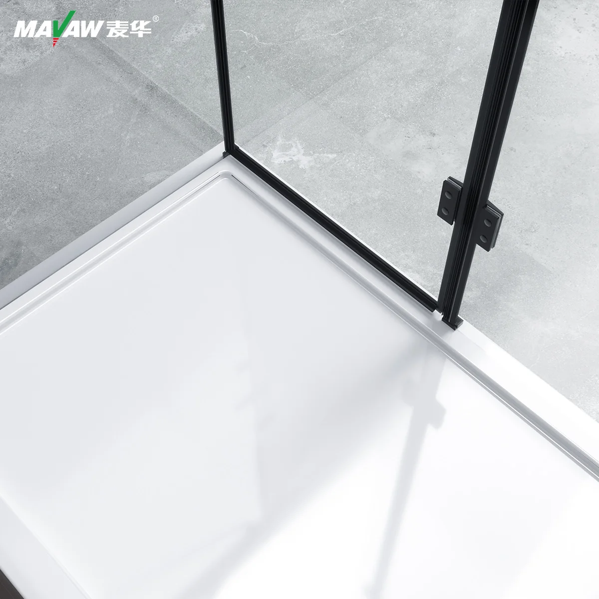 Frameless 6mm Matt Black Rectangle Pivot Glass Shower Enclosure Shower Door Bathroom