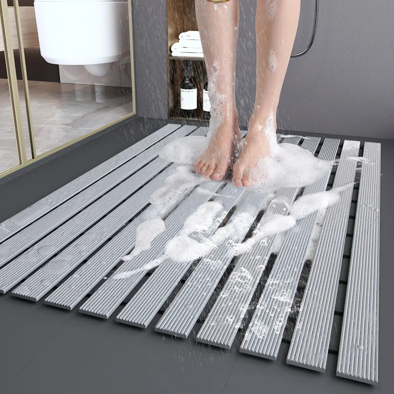 Anti bacterial mildew resistant pvc stripe rubber bathroom mat for inside shower