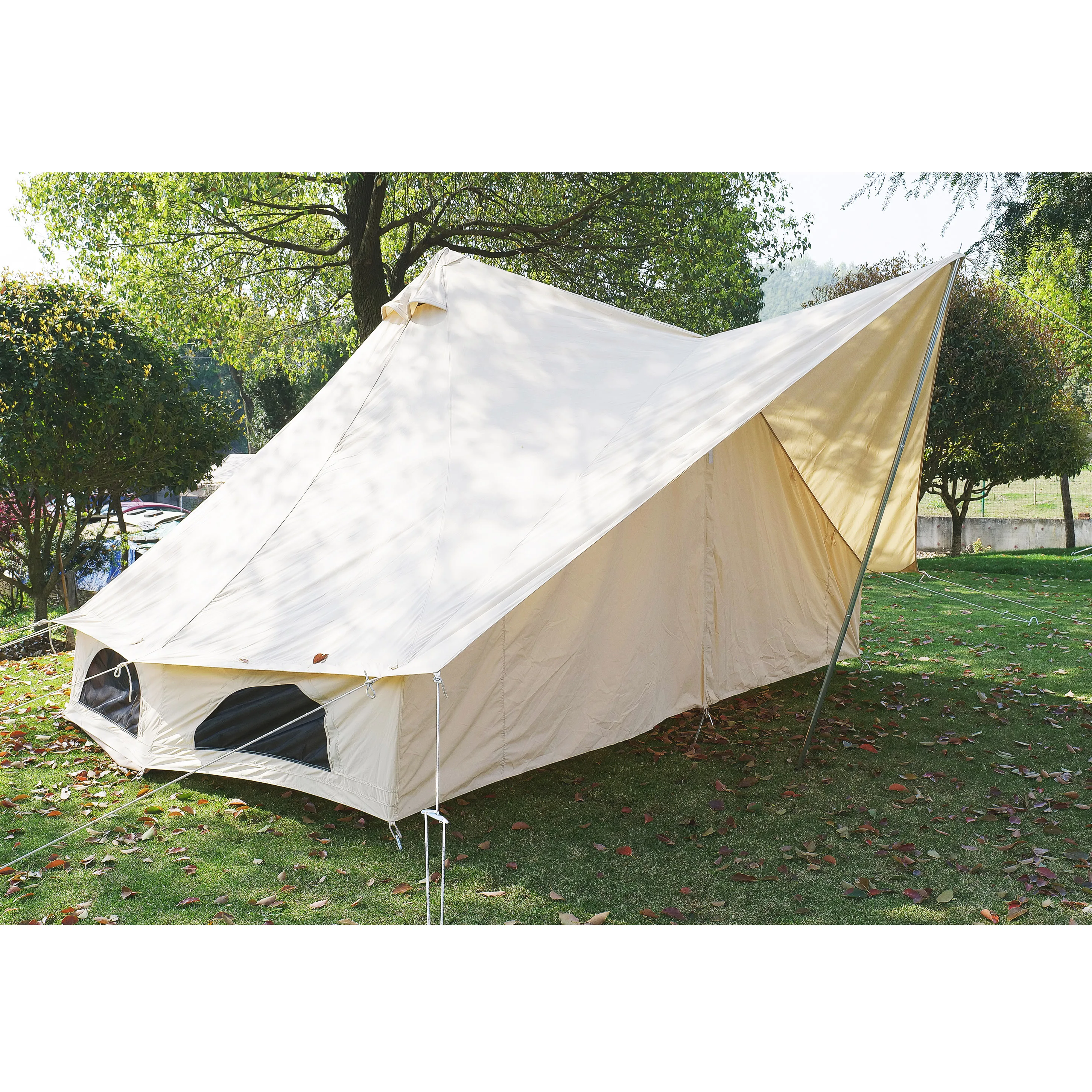 Luxury 4m canvas bell tent waterproof yurts with awning luxury bell tents glamping canopy deluxe tent