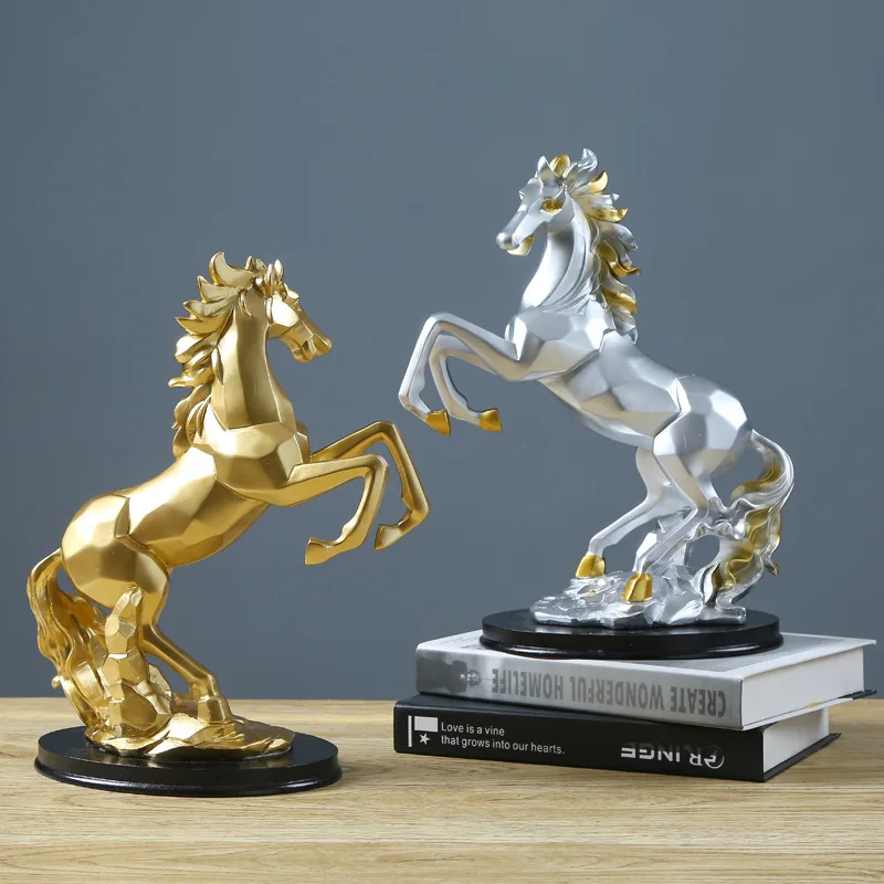 Home Decorations Zodiac Horse Sculpture Office TV Cabinet Resin Crafts Gifts Feng Shui Ornaments Supplies