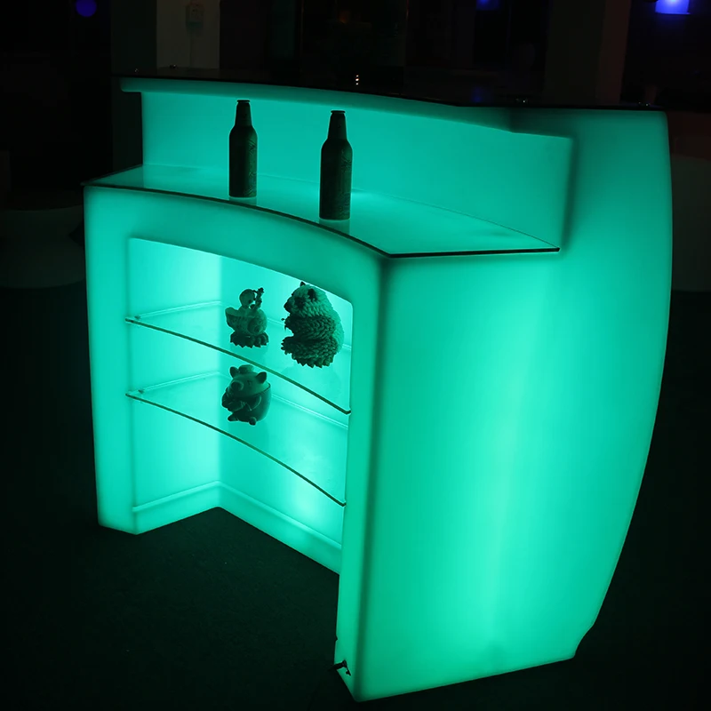 RGB lighting up bar furniture table sectional LED curved bar counter