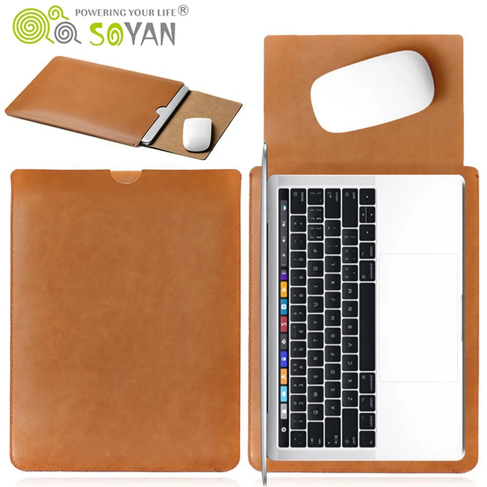 Soyan Waterproof laptop backpack women stylish leather laptop slim bag for macbook pro laptop 15 i7