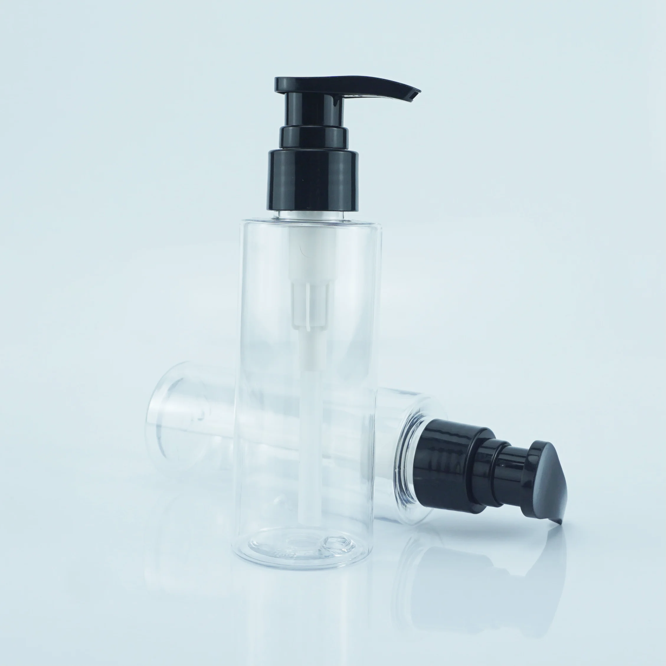 Customized 100ml capacity good quality Personal care cosmetics PET plastic pump travel size lotion bottle  luxury wholesale