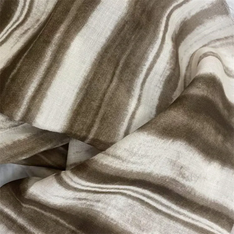 Factory custom stripe print Skin-friendly breathable cloth lyocell linen fabric wholesale