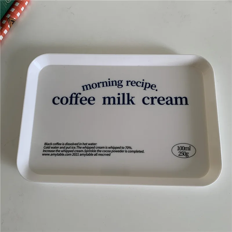 SYL Korean ins style melamine square plates fruit cup holder tray coffee milk cream breakfast tray