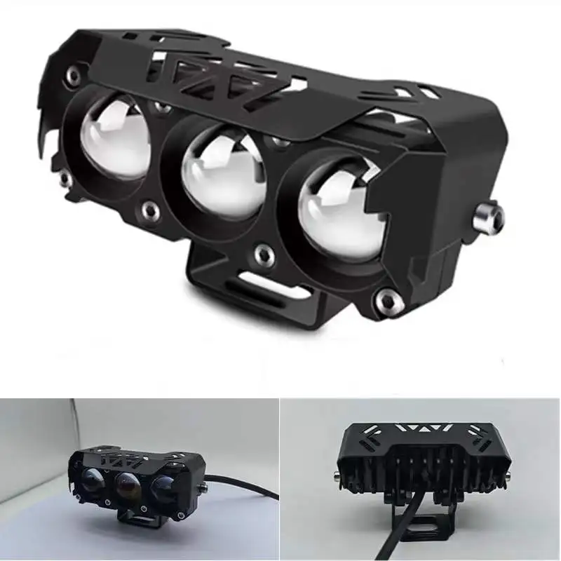 3Lens Super bright light motorcycle Headlights led Lens spotlight Moto Fog lamp motorcycle High low beams Work light Scooters