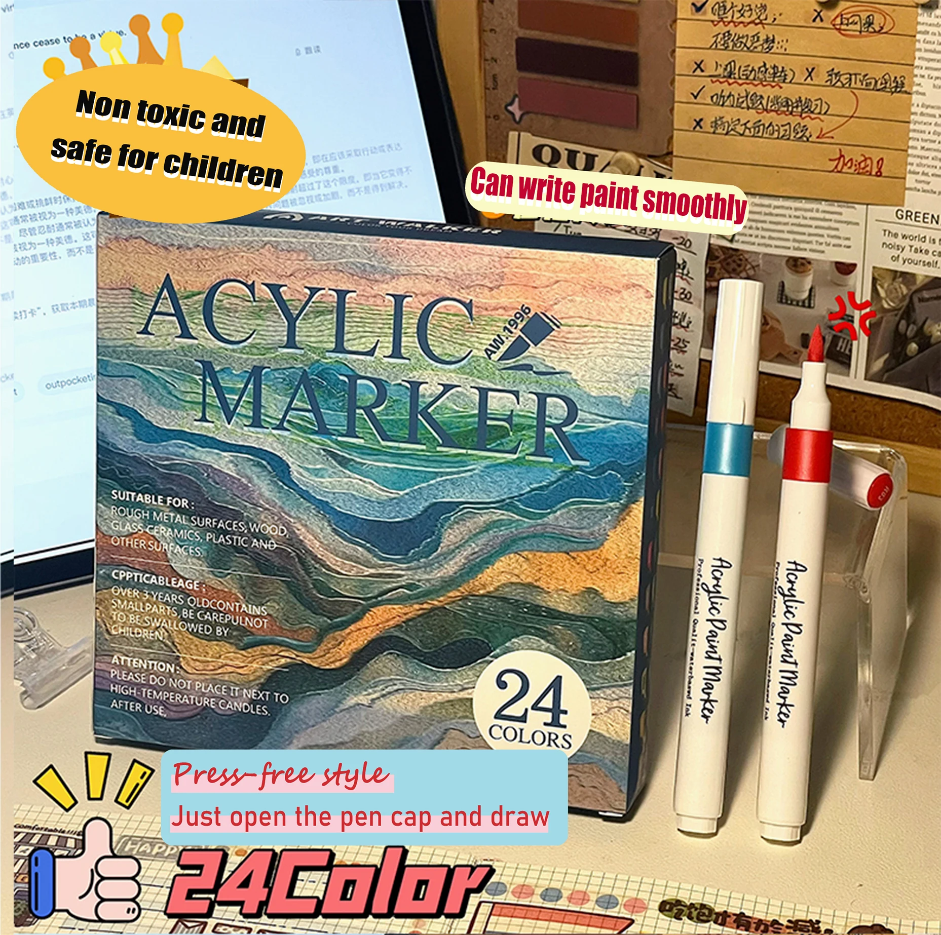 stationery items wholesale cheap paint colors wood doors 80 pcs markers acrylic pen soft nib fabric non toxic markers for skin