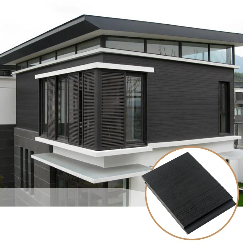 Interior Exterior WPC  Natural Brick Wall Panel External Cladding Black Sheet Fencing