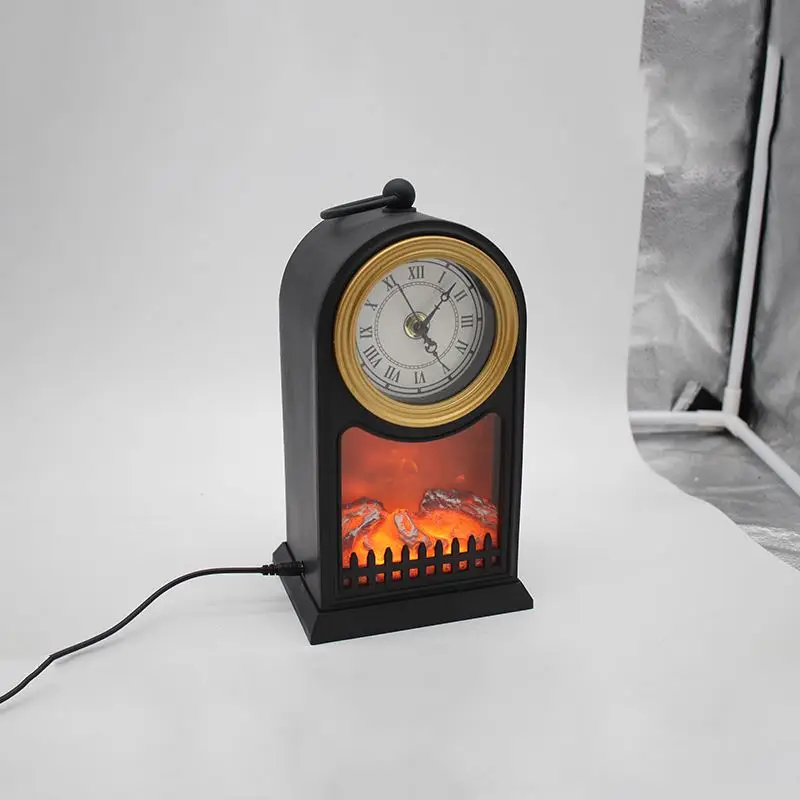 Nordic New Fashion Pendulum Clock LED Fireplace Lamp Flame Lamp Hotel Atmosphere Family Wall Combination Wall Pendant