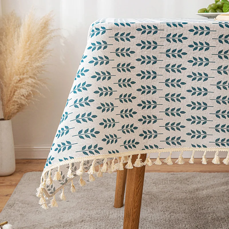 Cotton Linen Vintage Rectangle Tablecloth, Boho Pastoral Floral Rustic Table Cloth Washable Table Cover for Indoor&Outdoor/