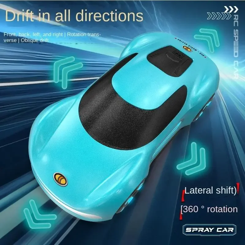 1/16 spray car with light slant rotate horizontal drift stunt rc remote control high speed toy